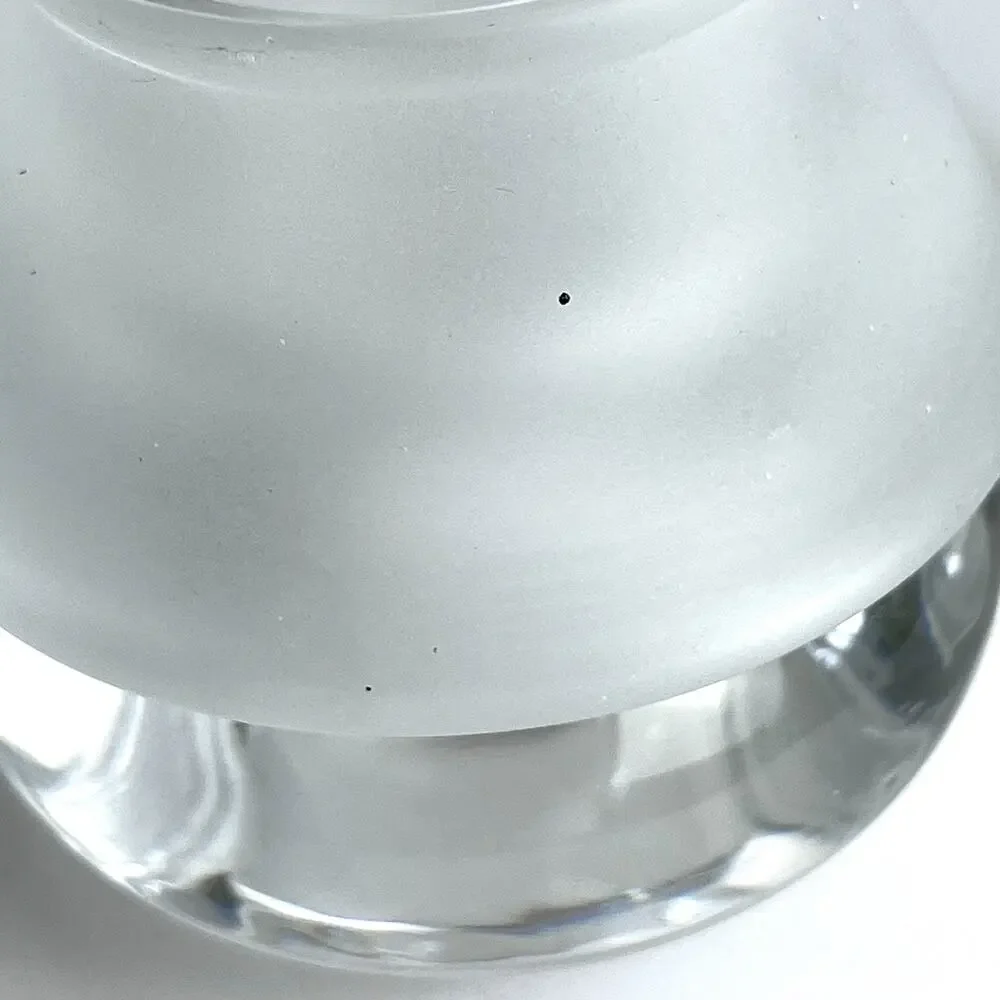 Crate & Barrel Luna Votive Holders Set of 3 Heavy Clear & Frosted Glass Lantern